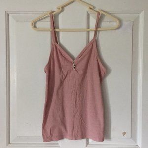 SOLD Light Pink Ribbed Henley Tank
